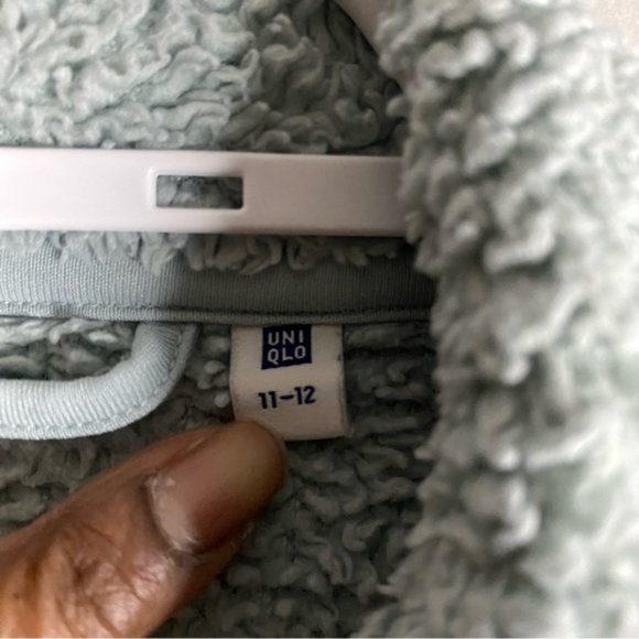 Uniqlo Youth Girls Teal Sherpa Fleece Full Zip Jacket - Picture 5 of 8